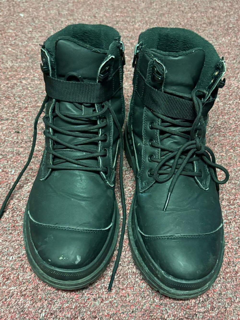 ALDO Men's Waterproof Black Lace-up Boots with Straps and Side Zippers Size 8